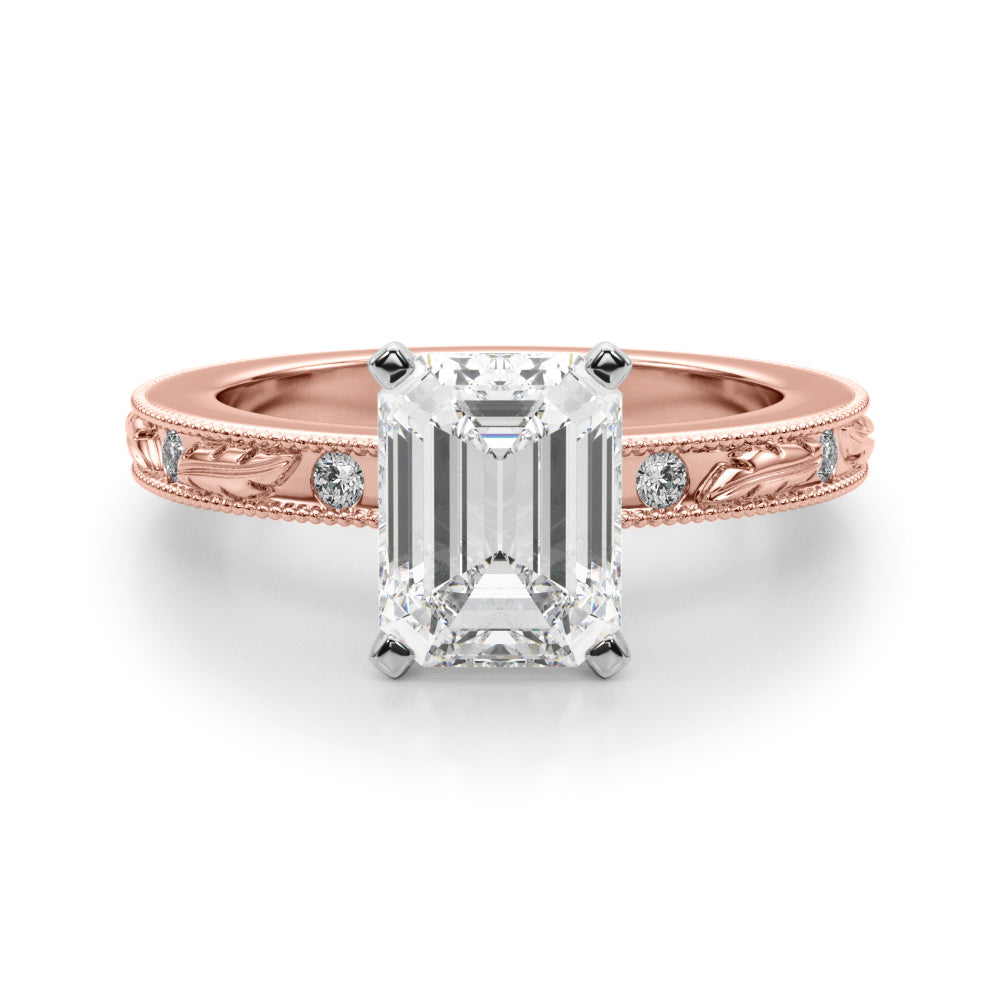 Sophisticated Sidestone Round Diamond Engagement Ring — 9K/18K Gold & Platinum