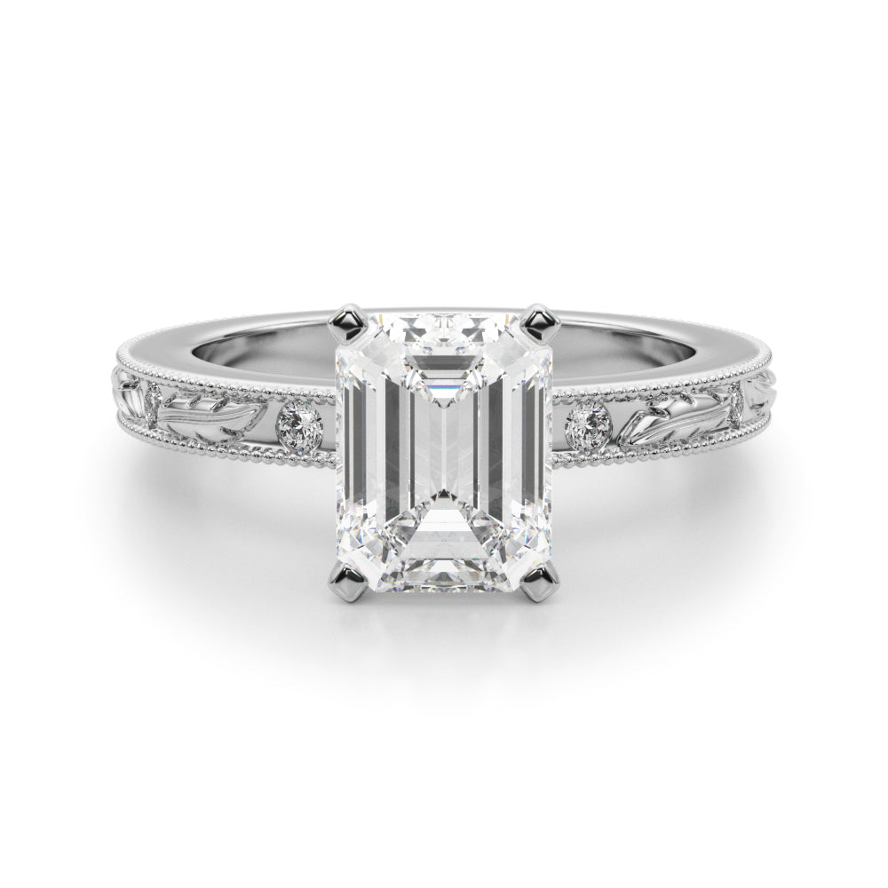 Sophisticated Sidestone Round Diamond Engagement Ring — 9K/18K Gold & Platinum