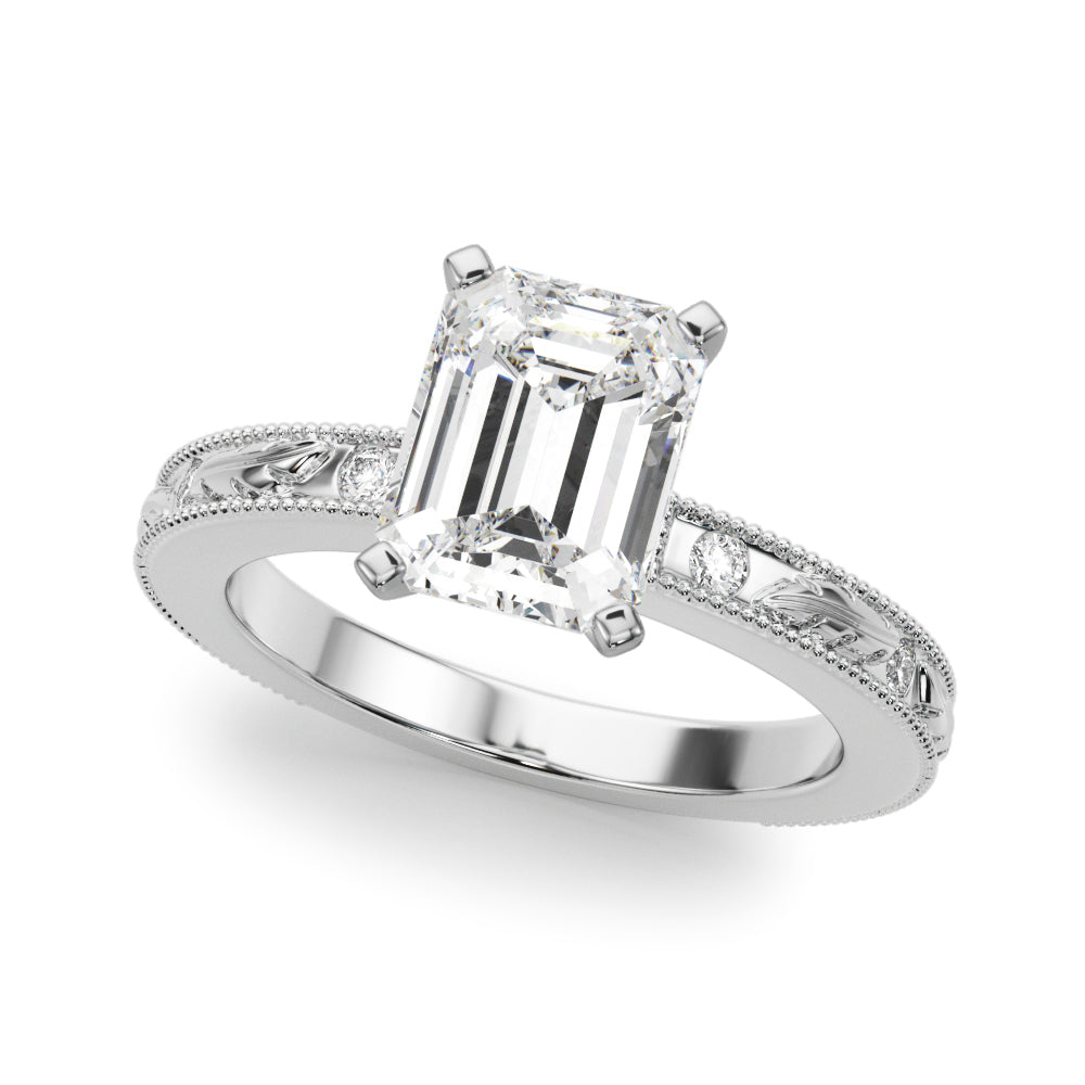 Sophisticated Sidestone Round Diamond Engagement Ring — 9K/18K Gold & Platinum
