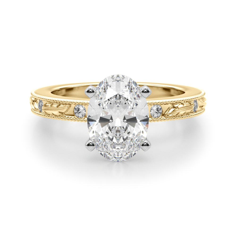 Sophisticated Sidestone Round Diamond Engagement Ring — 9K/18K Gold & Platinum