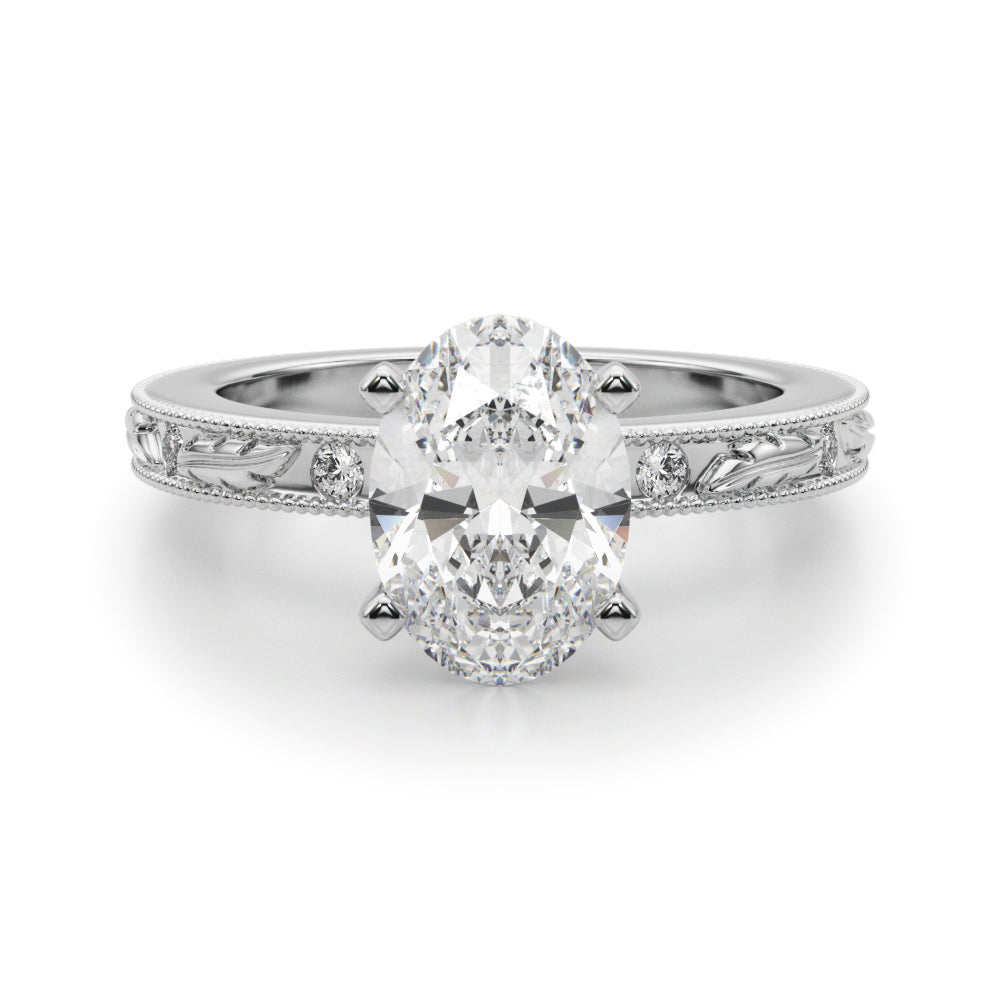 Sophisticated Sidestone Round Diamond Engagement Ring — 9K/18K Gold & Platinum