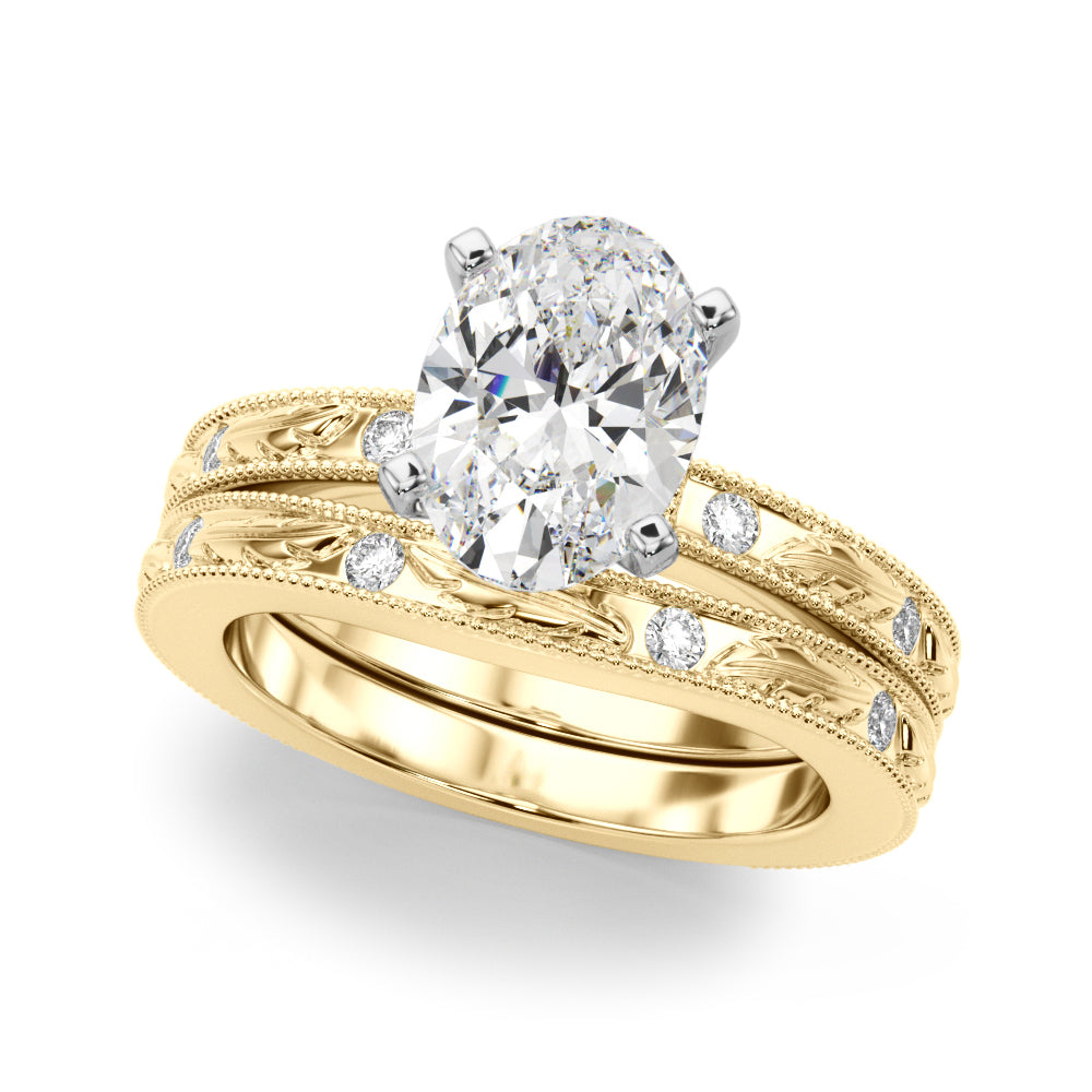 Sophisticated Sidestone Round Diamond Engagement Ring — 9K/18K Gold & Platinum