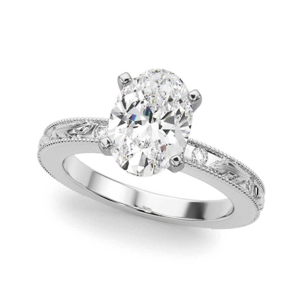 Sophisticated Sidestone Round Diamond Engagement Ring — 9K/18K Gold & Platinum