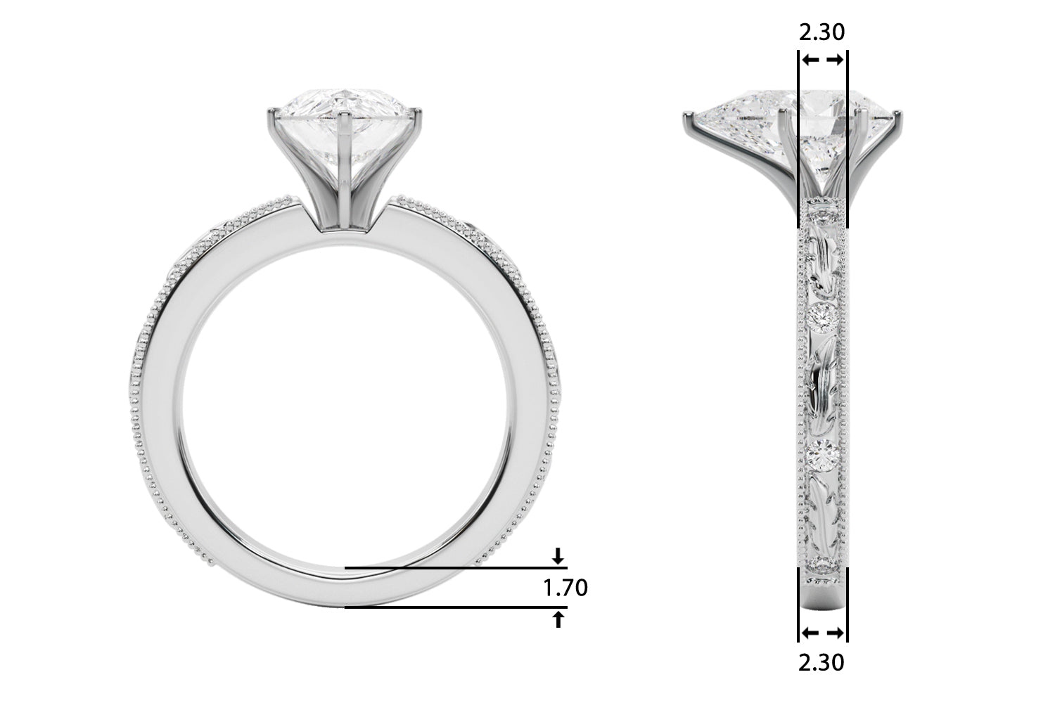 Sophisticated Sidestone Round Diamond Engagement Ring — 9K/18K Gold & Platinum
