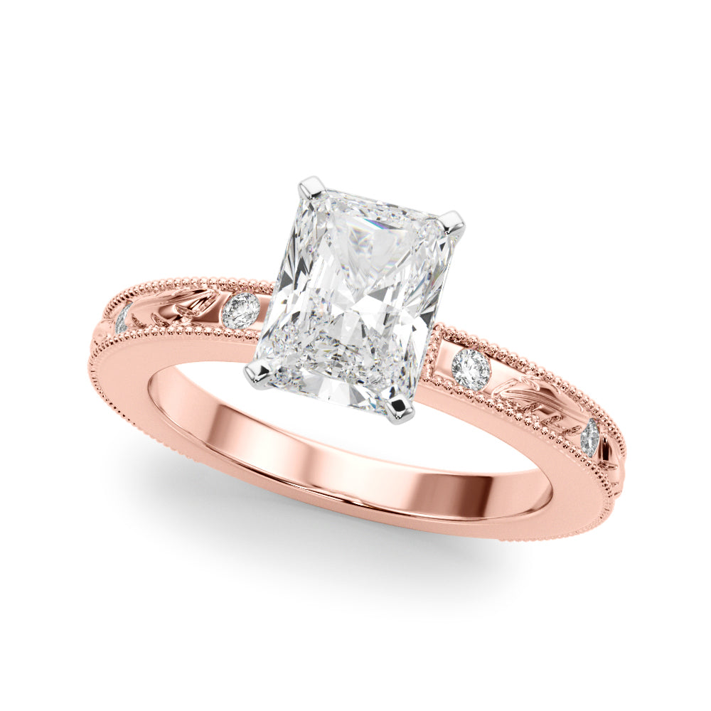 Sophisticated Sidestone Round Diamond Engagement Ring — 9K/18K Gold & Platinum
