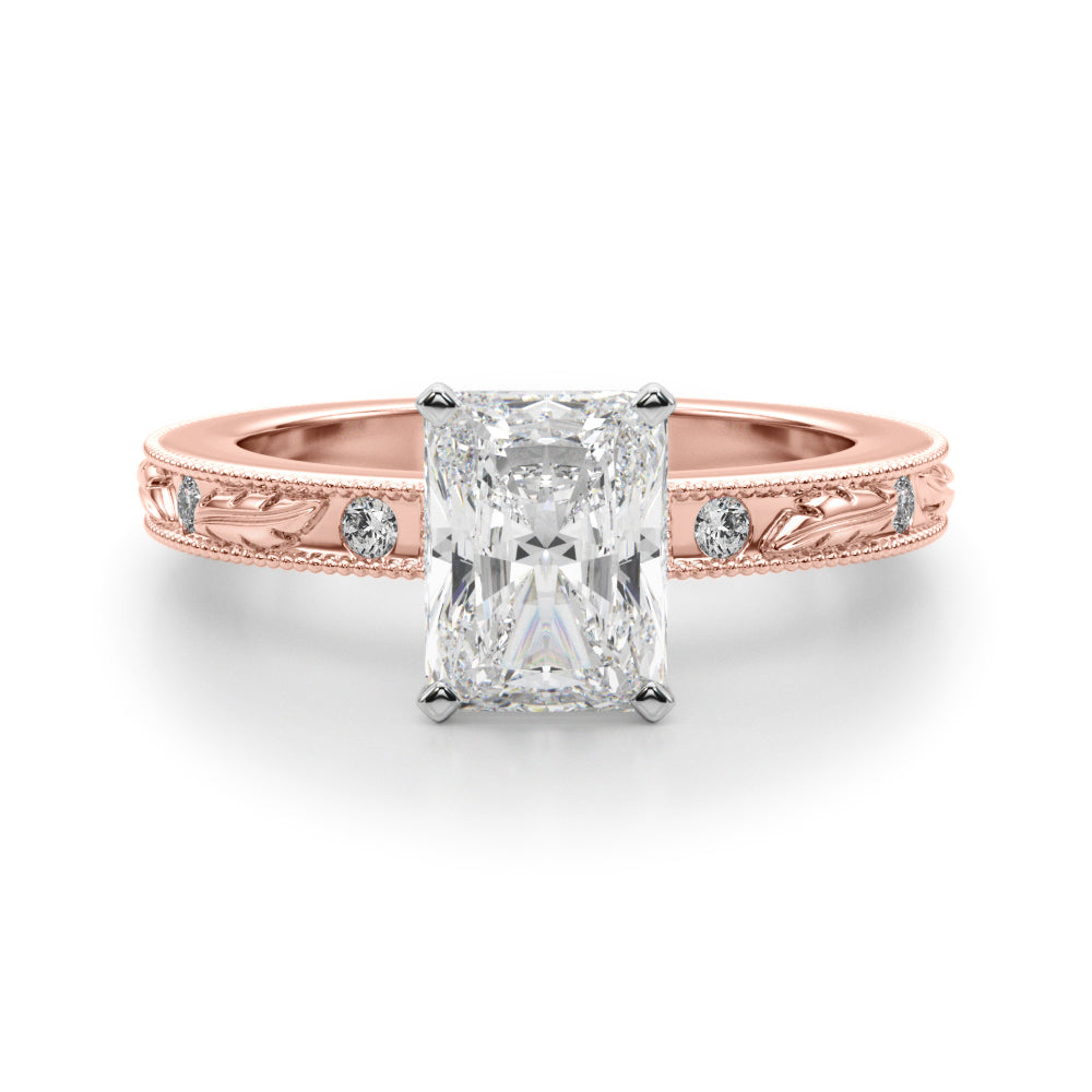 Sophisticated Sidestone Round Diamond Engagement Ring — 9K/18K Gold & Platinum