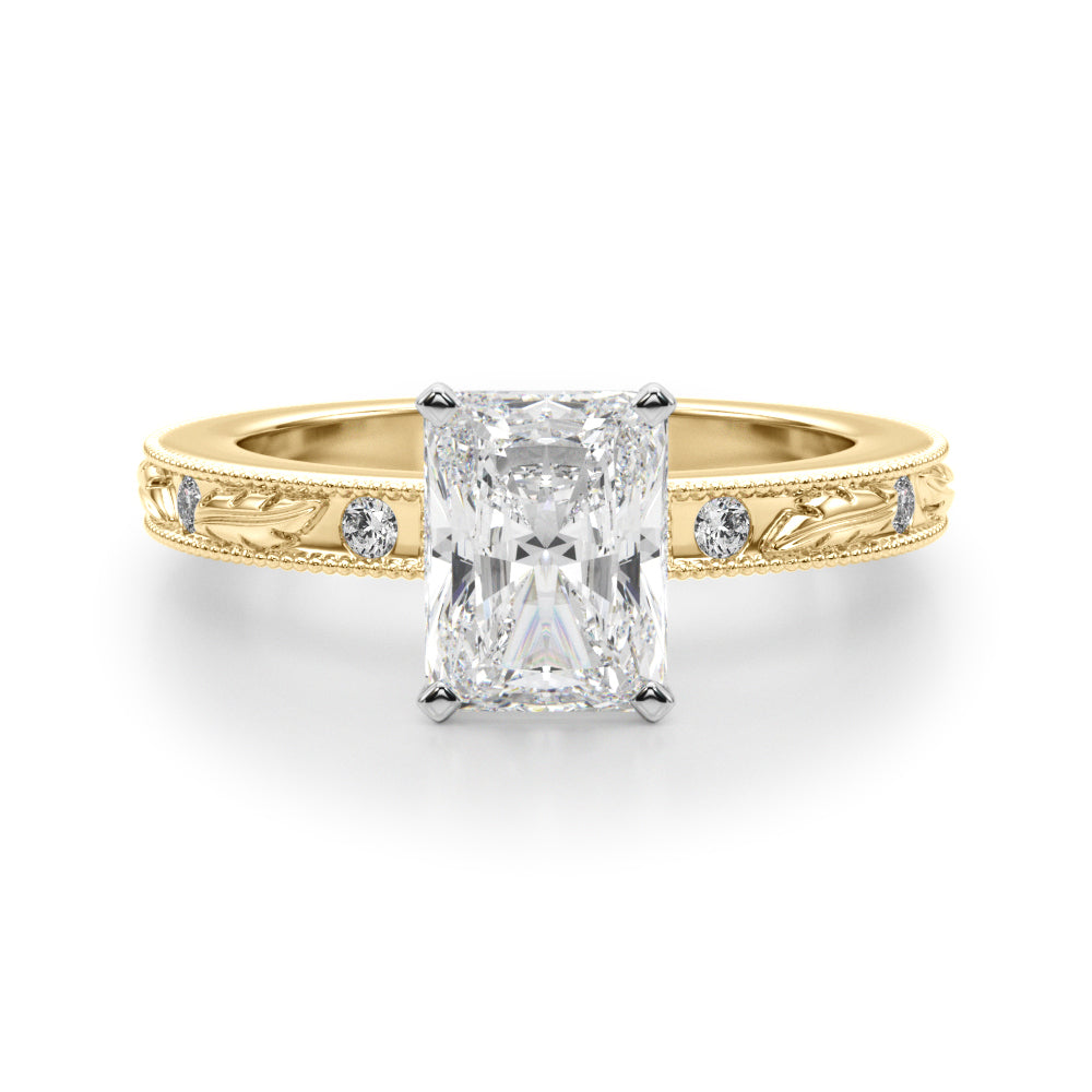 Sophisticated Sidestone Round Diamond Engagement Ring — 9K/18K Gold & Platinum