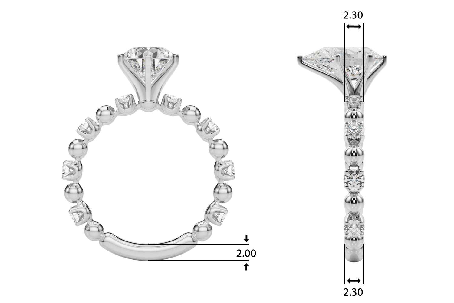 Eternal Sidestone Round Diamond Engagement Ring — 9K/18K Gold & Platinum