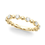 Alternating Bead & Diamond Half Eternity Ring in Gold & Platinum