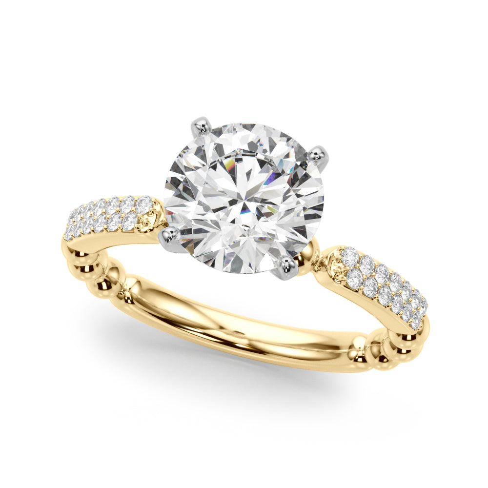 Radiant Sidestone Round Diamond Engagement Ring — 9K/18K Gold & Platinum