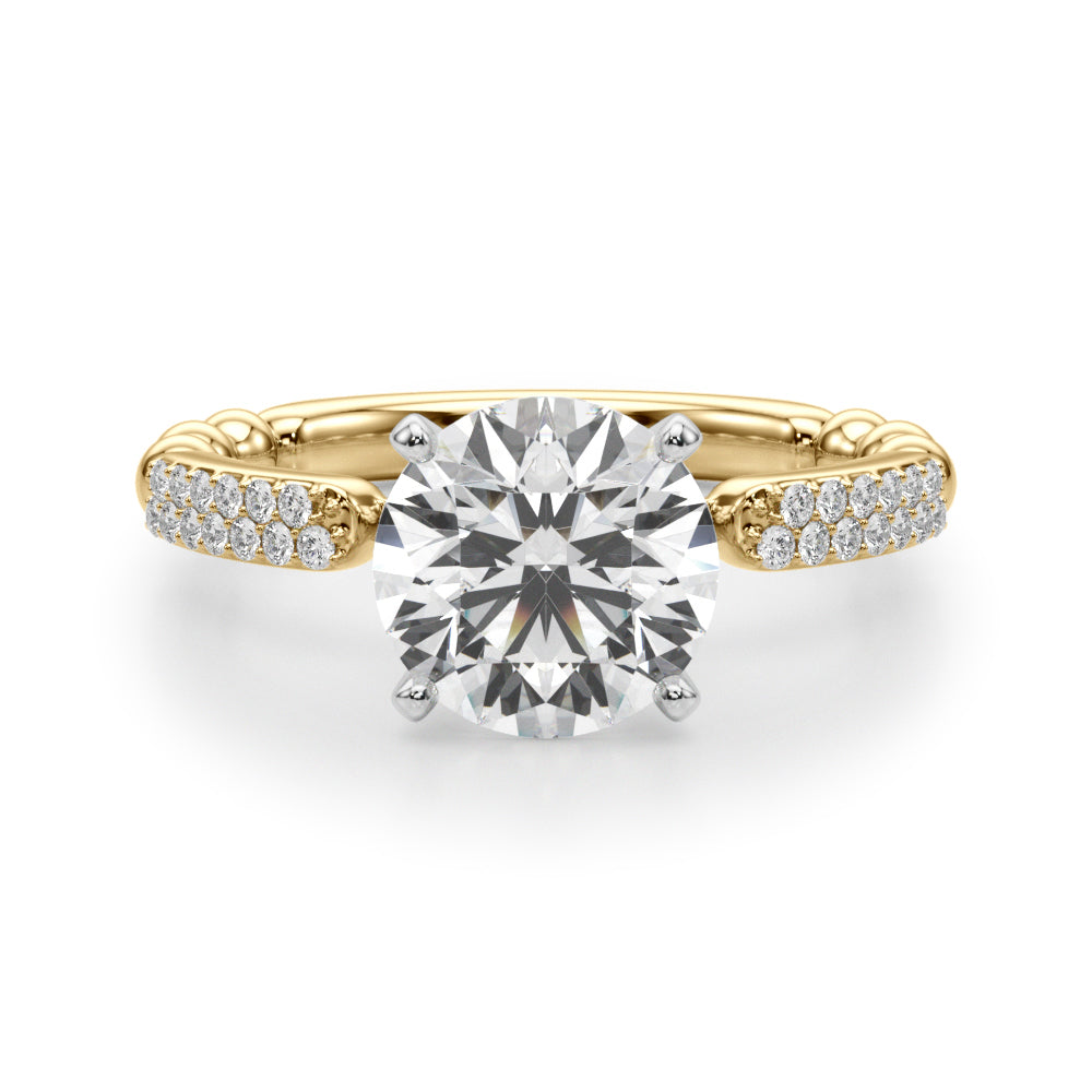 Radiant Sidestone Round Diamond Engagement Ring — 9K/18K Gold & Platinum