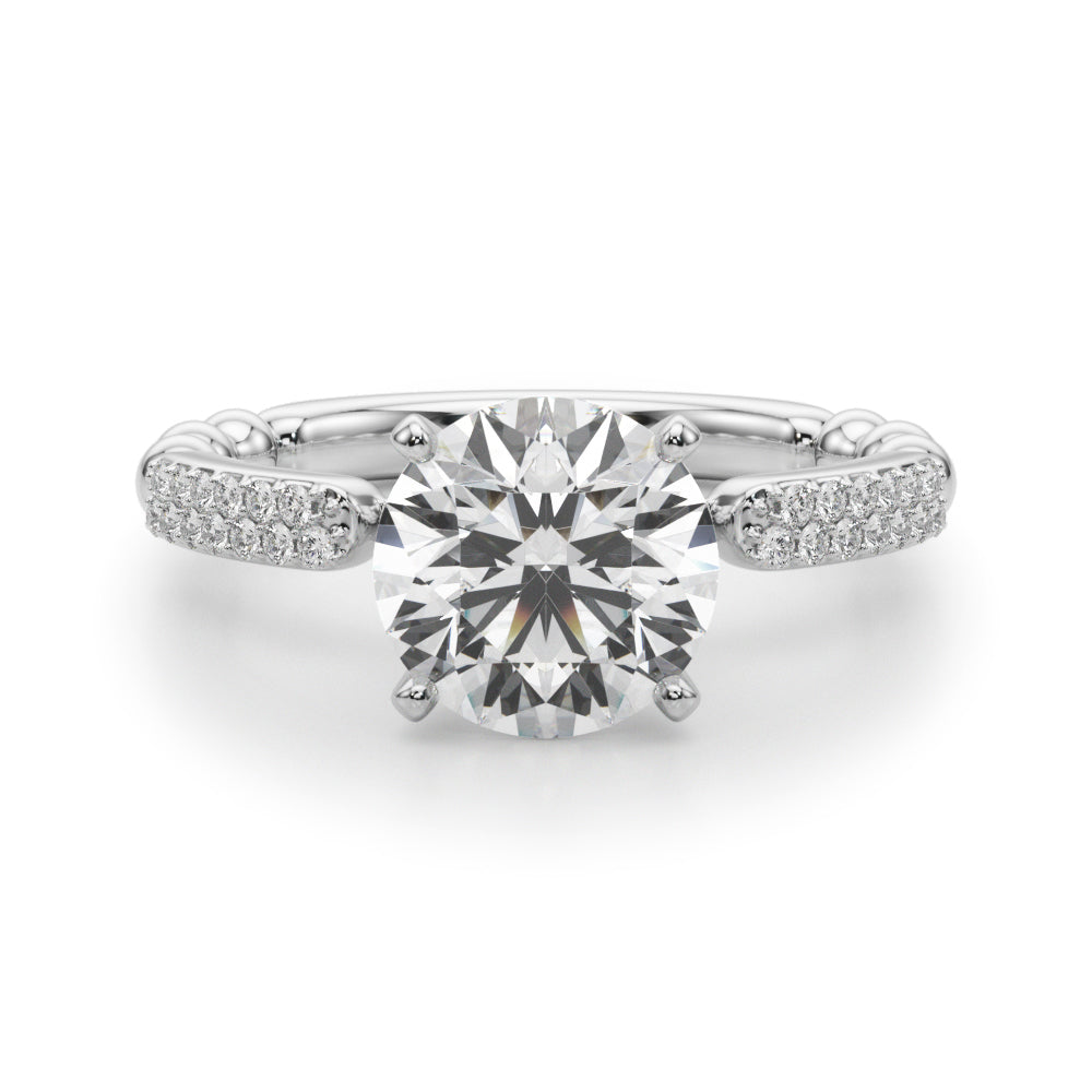 Radiant Sidestone Round Diamond Engagement Ring — 9K/18K Gold & Platinum