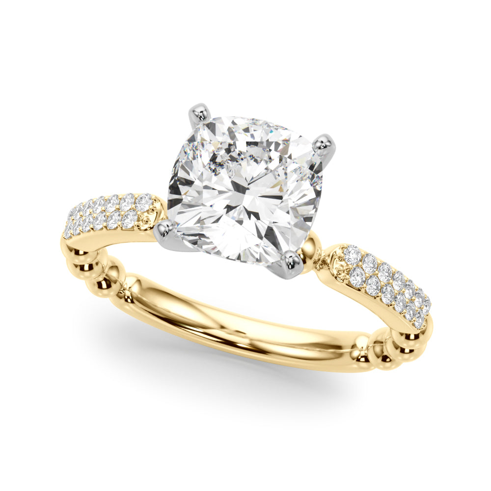 Radiant Sidestone Round Diamond Engagement Ring — 9K/18K Gold & Platinum