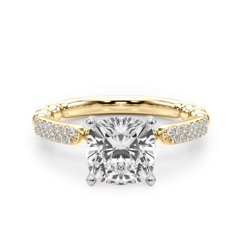 Radiant Sidestone Round Diamond Engagement Ring — 9K/18K Gold & Platinum