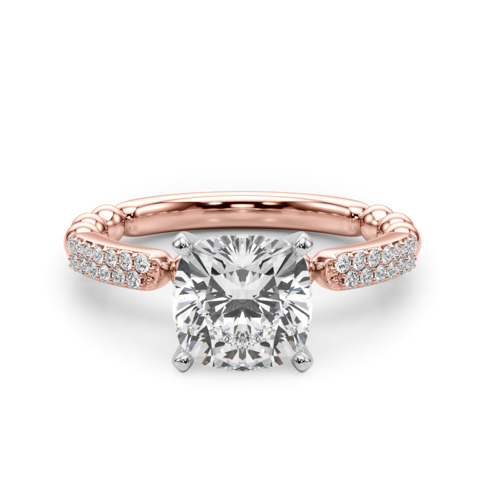 Radiant Sidestone Round Diamond Engagement Ring — 9K/18K Gold & Platinum