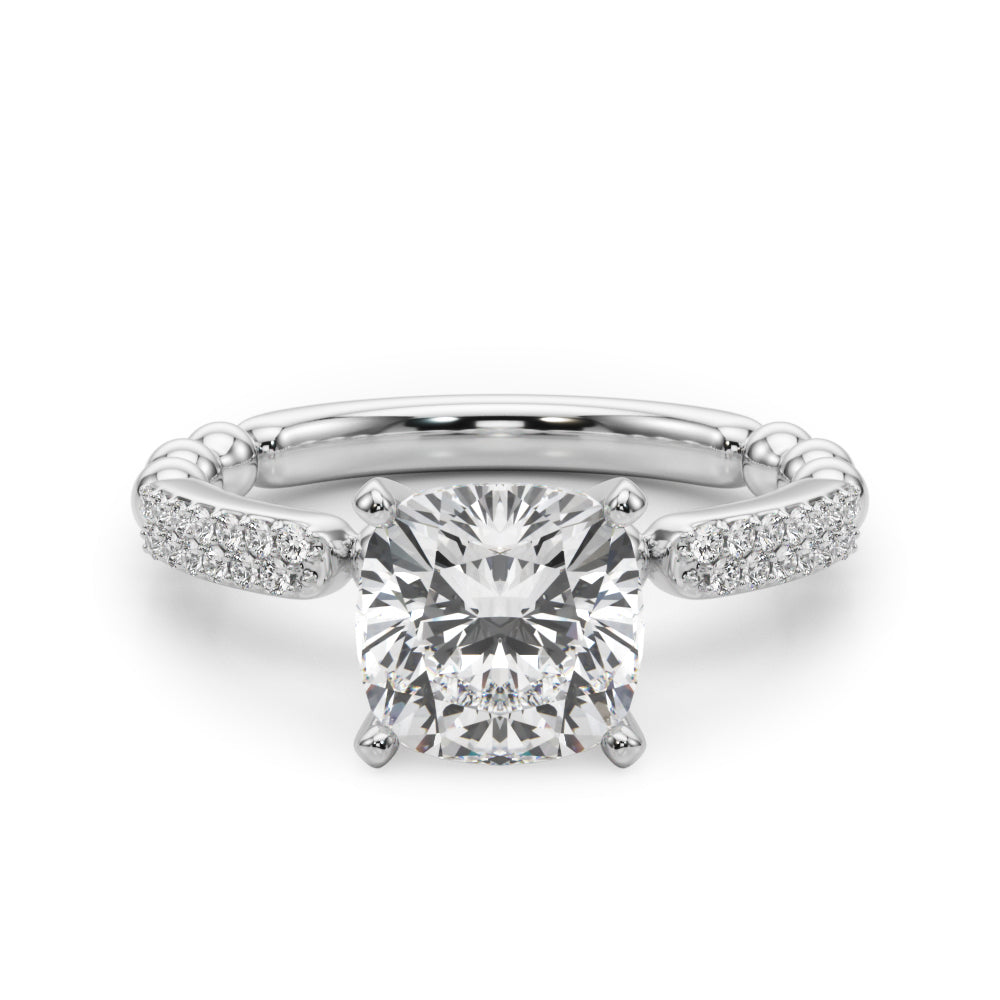 Radiant Sidestone Round Diamond Engagement Ring — 9K/18K Gold & Platinum