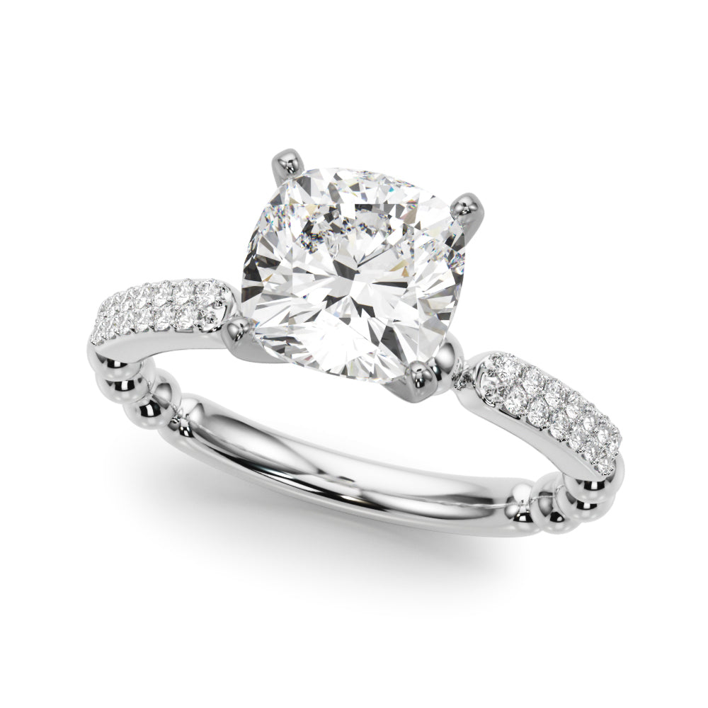 Radiant Sidestone Round Diamond Engagement Ring — 9K/18K Gold & Platinum