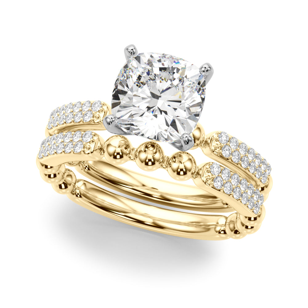 Radiant Sidestone Round Diamond Engagement Ring — 9K/18K Gold & Platinum