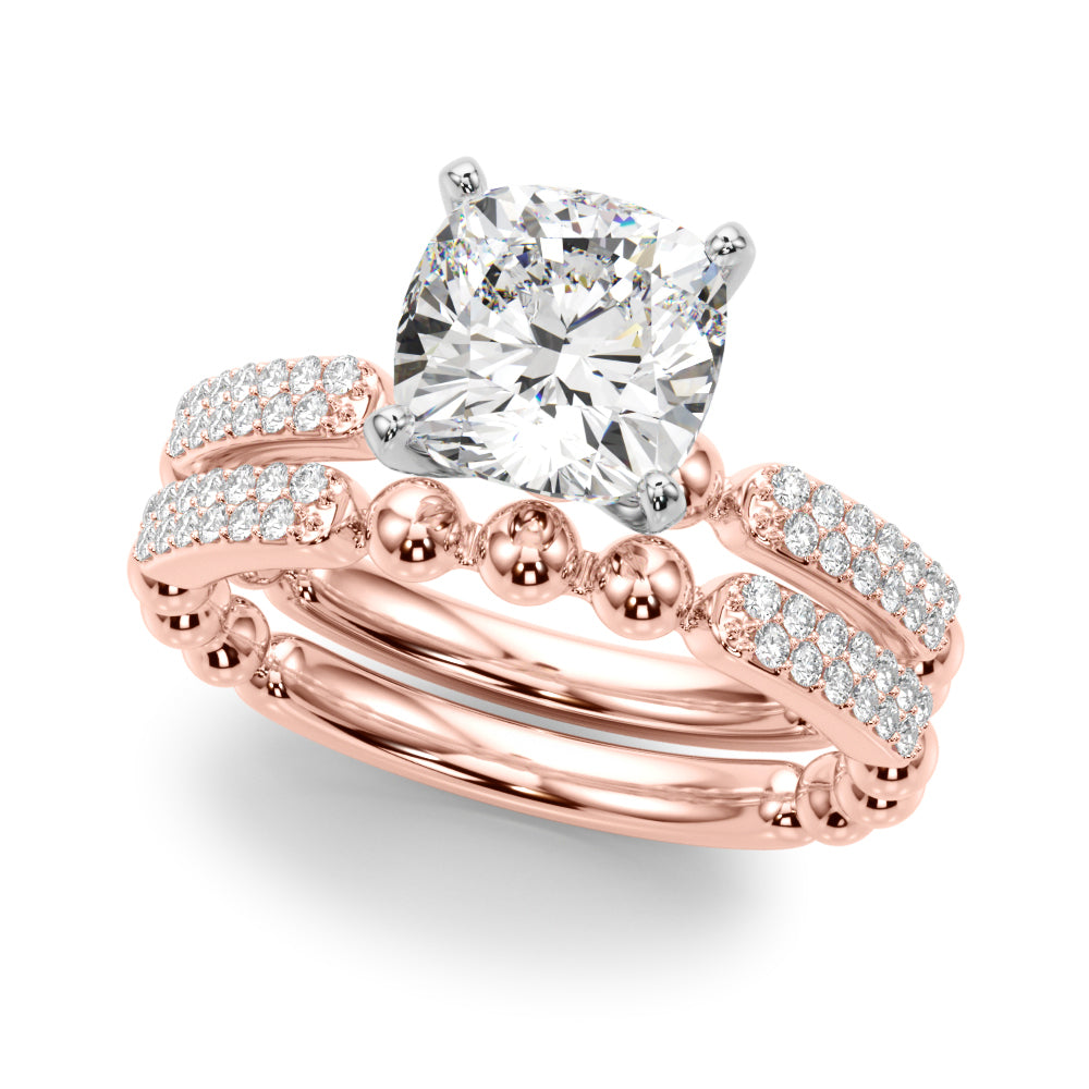 Radiant Sidestone Round Diamond Engagement Ring — 9K/18K Gold & Platinum