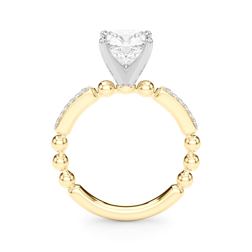 Radiant Sidestone Round Diamond Engagement Ring — 9K/18K Gold & Platinum