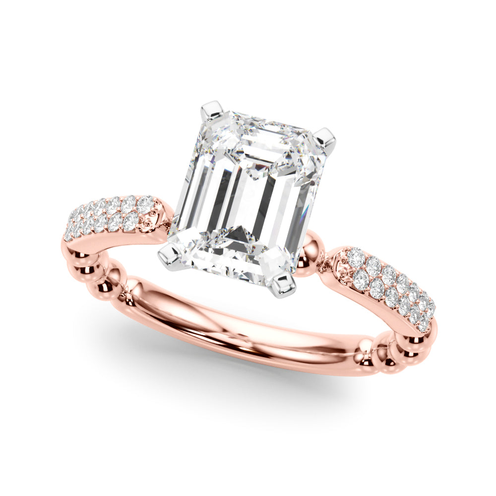 Radiant Sidestone Round Diamond Engagement Ring — 9K/18K Gold & Platinum