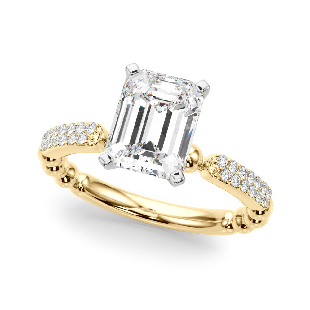 Radiant Sidestone Round Diamond Engagement Ring — 9K/18K Gold & Platinum
