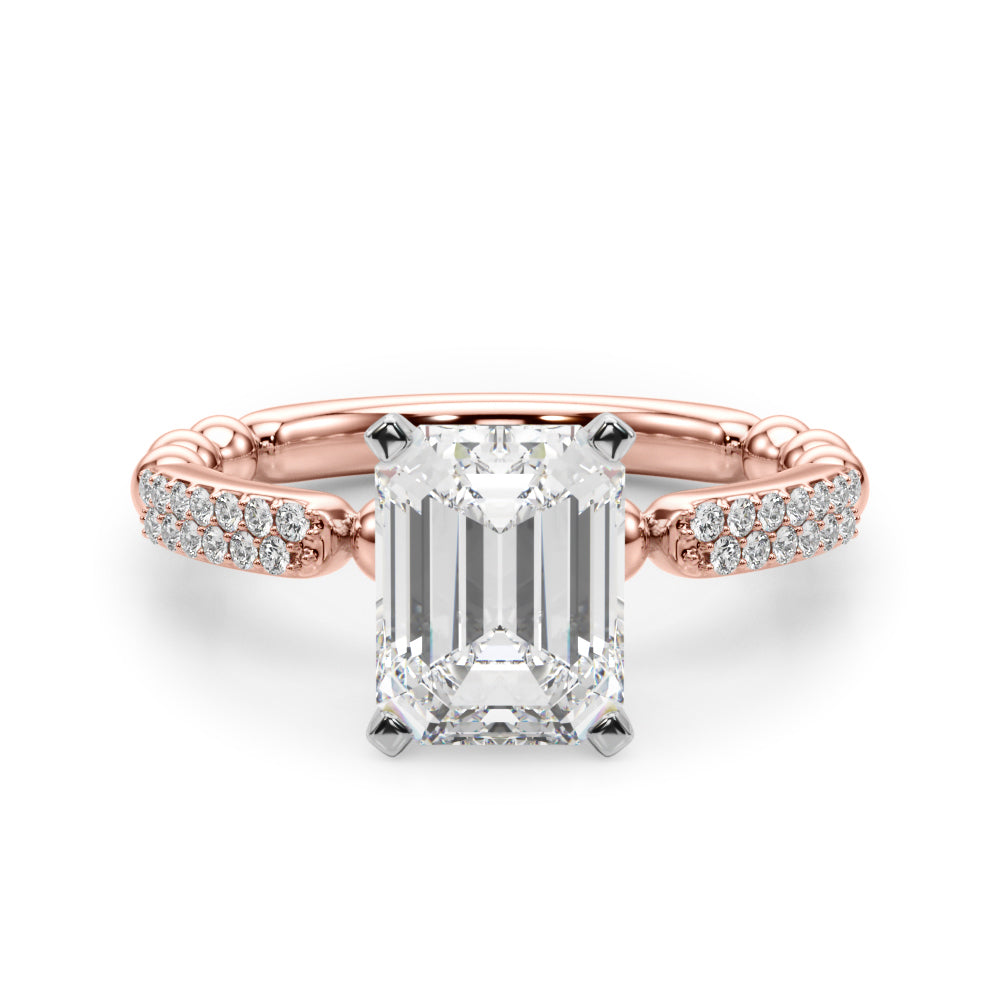 Radiant Sidestone Round Diamond Engagement Ring — 9K/18K Gold & Platinum