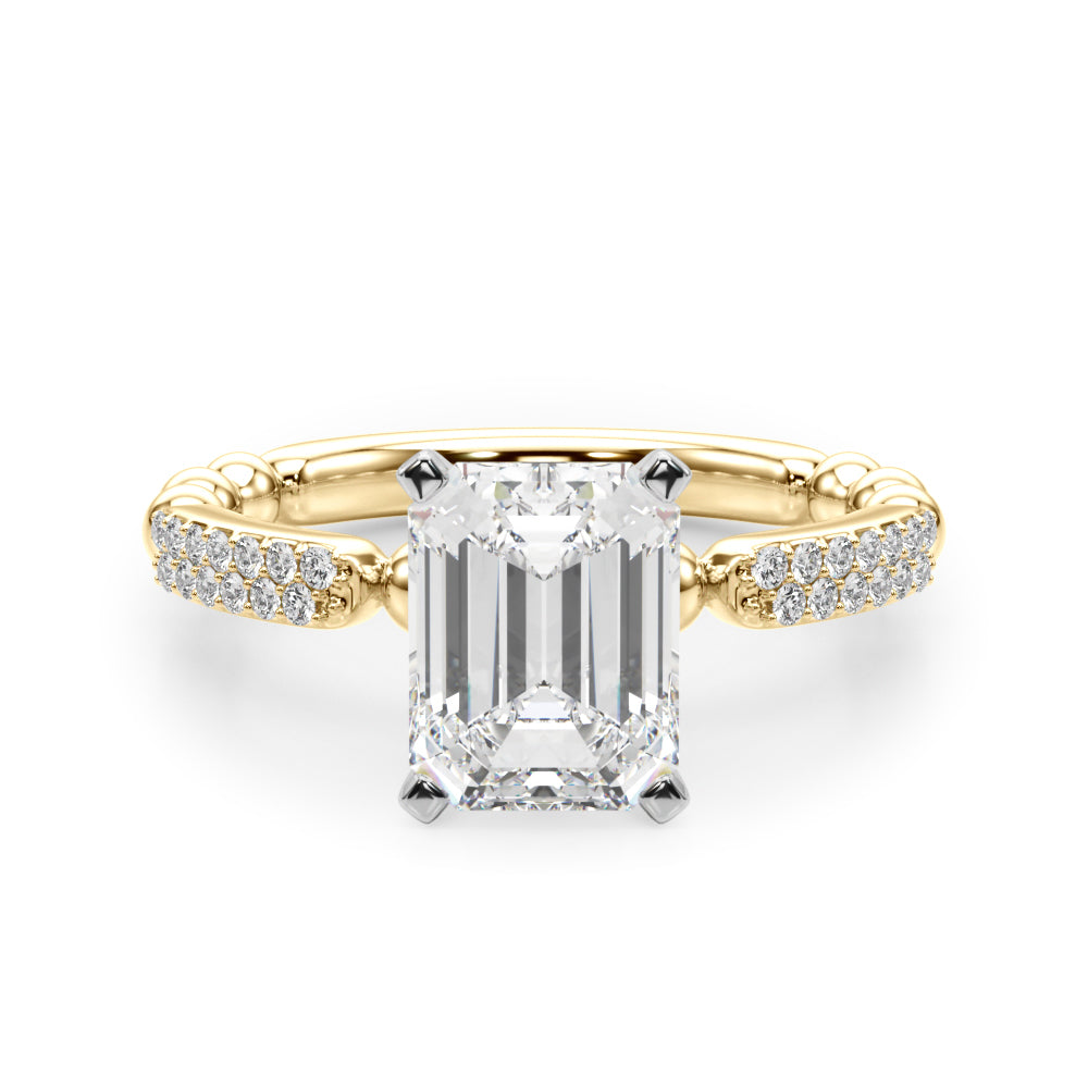 Radiant Sidestone Round Diamond Engagement Ring — 9K/18K Gold & Platinum