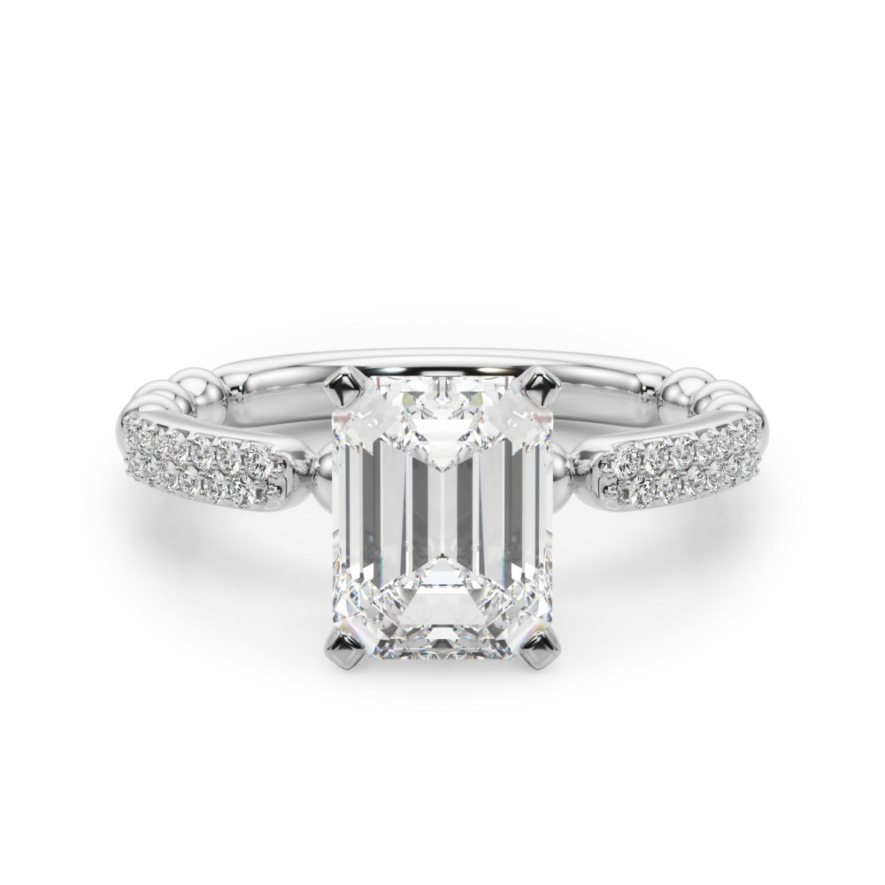 Radiant Sidestone Round Diamond Engagement Ring — 9K/18K Gold & Platinum