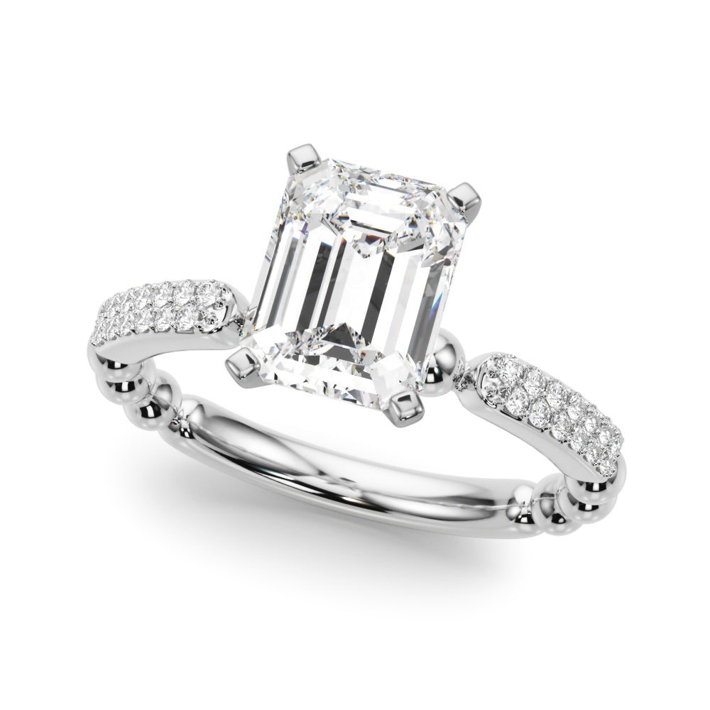 Radiant Sidestone Round Diamond Engagement Ring — 9K/18K Gold & Platinum