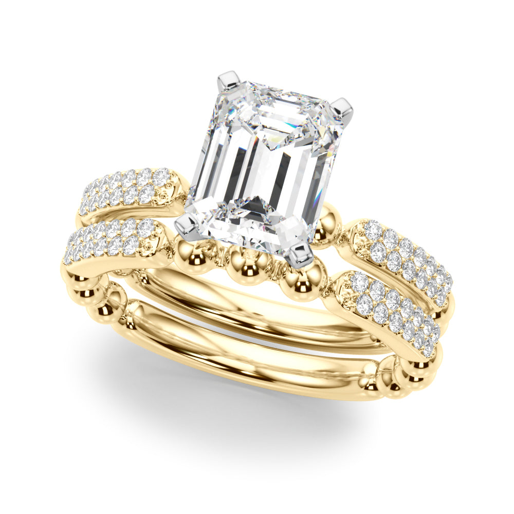 Radiant Sidestone Round Diamond Engagement Ring — 9K/18K Gold & Platinum