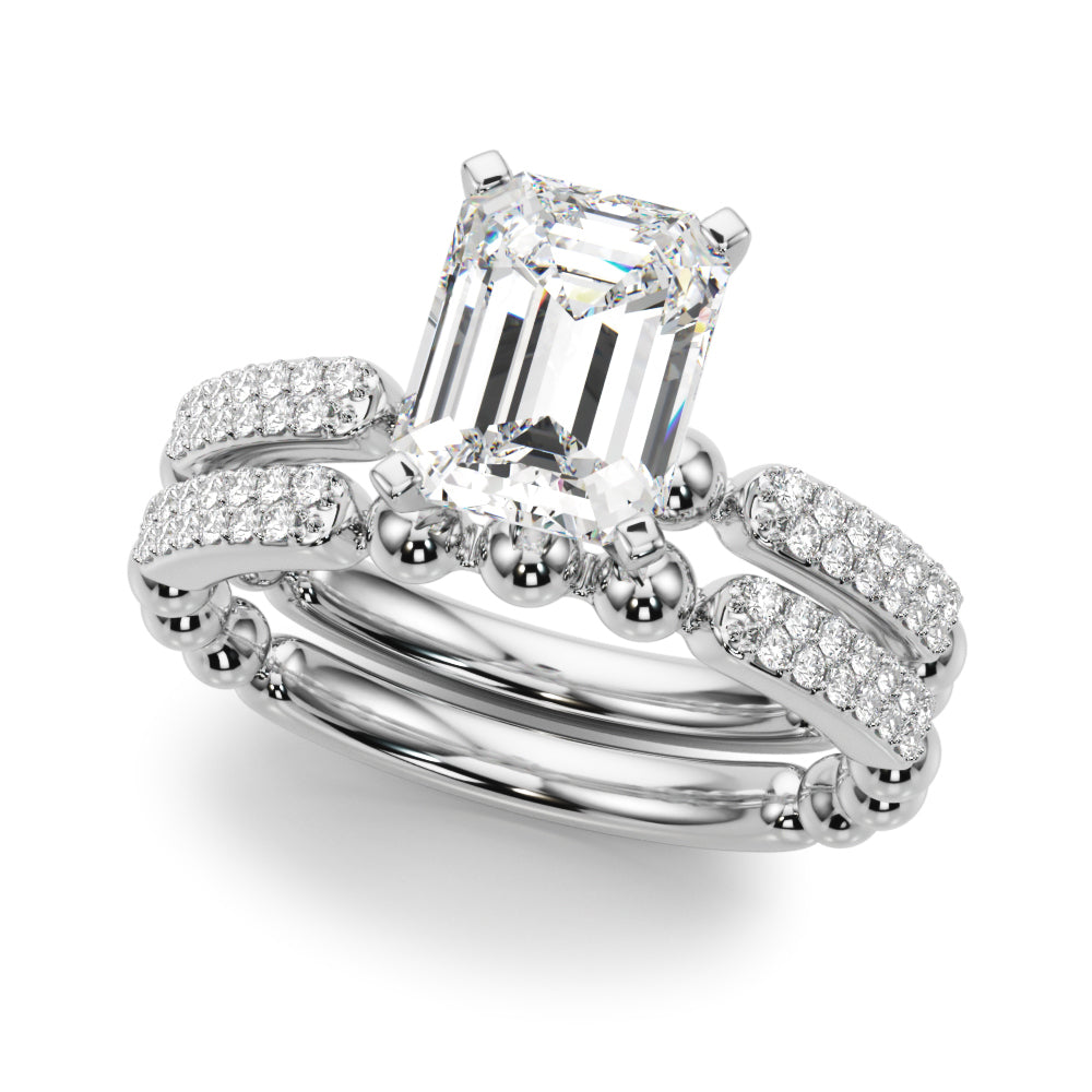 Radiant Sidestone Round Diamond Engagement Ring — 9K/18K Gold & Platinum