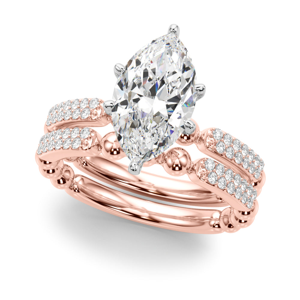 Radiant Sidestone Round Diamond Engagement Ring — 9K/18K Gold & Platinum