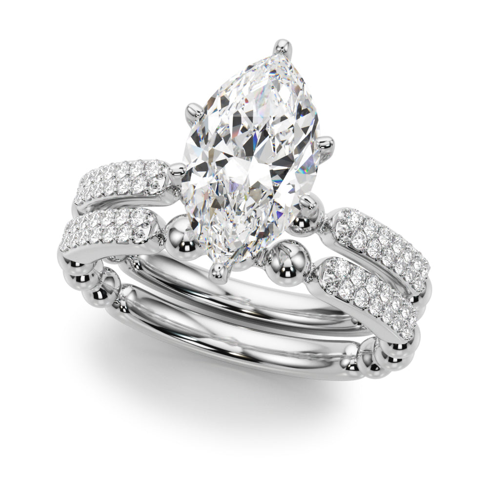 Radiant Sidestone Round Diamond Engagement Ring — 9K/18K Gold & Platinum