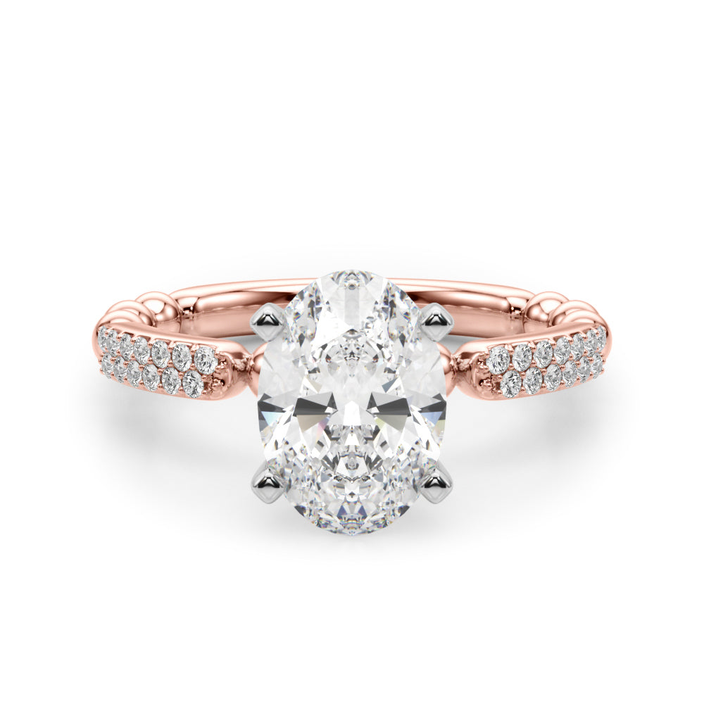 Radiant Sidestone Round Diamond Engagement Ring — 9K/18K Gold & Platinum