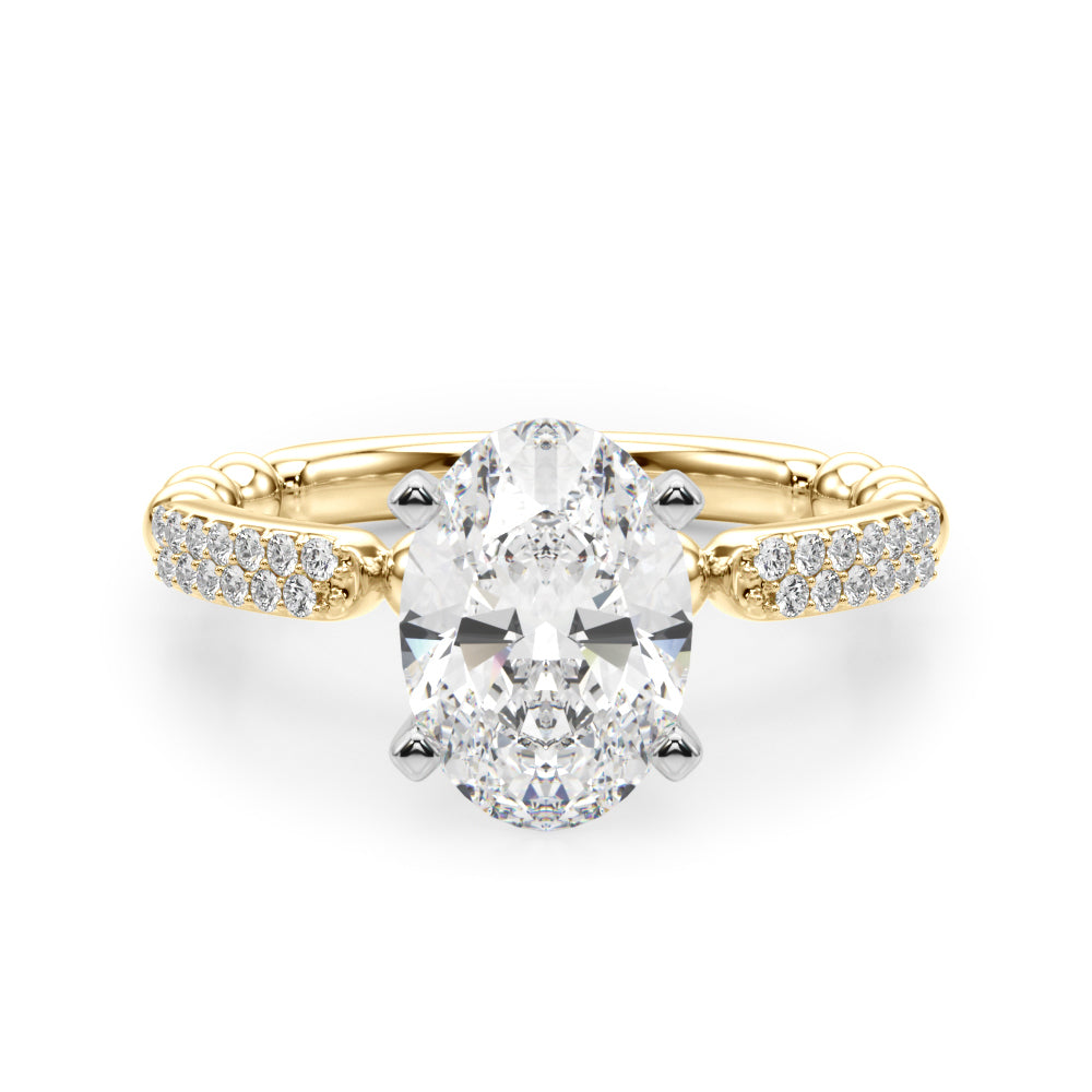 Radiant Sidestone Round Diamond Engagement Ring — 9K/18K Gold & Platinum