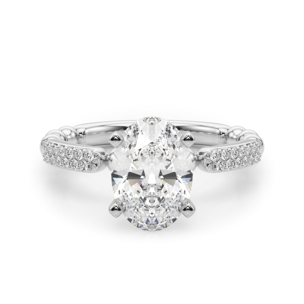 Radiant Sidestone Round Diamond Engagement Ring — 9K/18K Gold & Platinum
