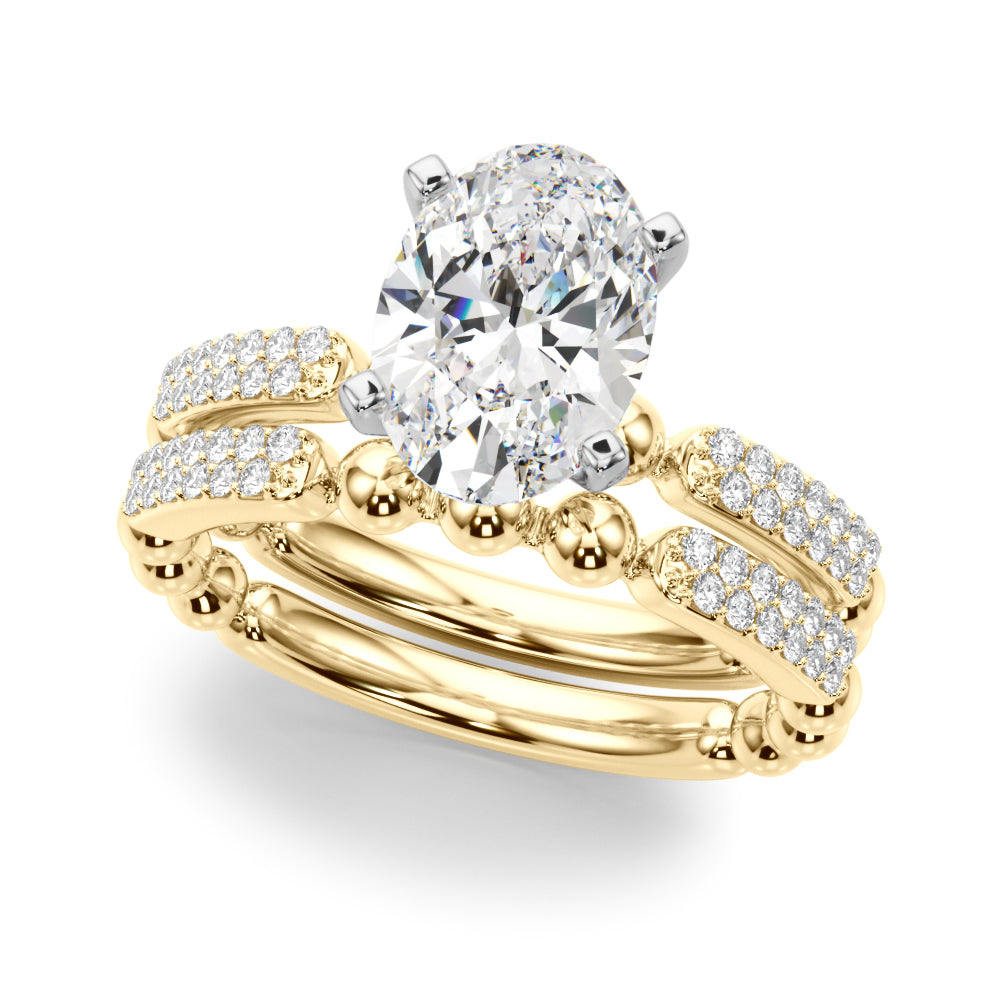 Radiant Sidestone Round Diamond Engagement Ring — 9K/18K Gold & Platinum