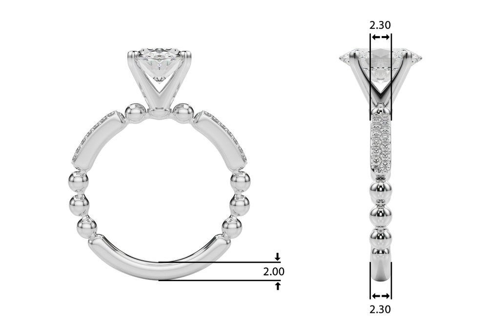 Radiant Sidestone Round Diamond Engagement Ring — 9K/18K Gold & Platinum