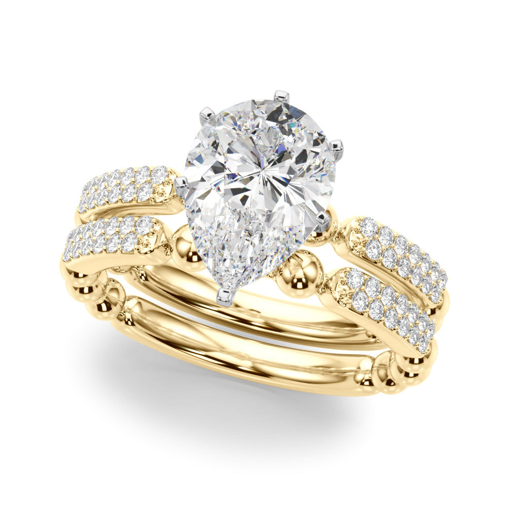 Radiant Sidestone Round Diamond Engagement Ring — 9K/18K Gold & Platinum