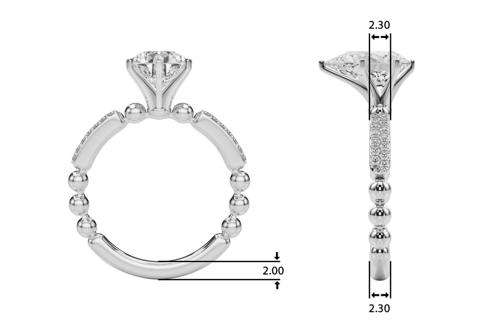 Radiant Sidestone Round Diamond Engagement Ring — 9K/18K Gold & Platinum