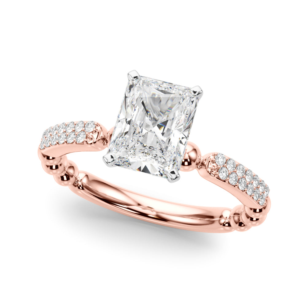 Radiant Sidestone Round Diamond Engagement Ring — 9K/18K Gold & Platinum