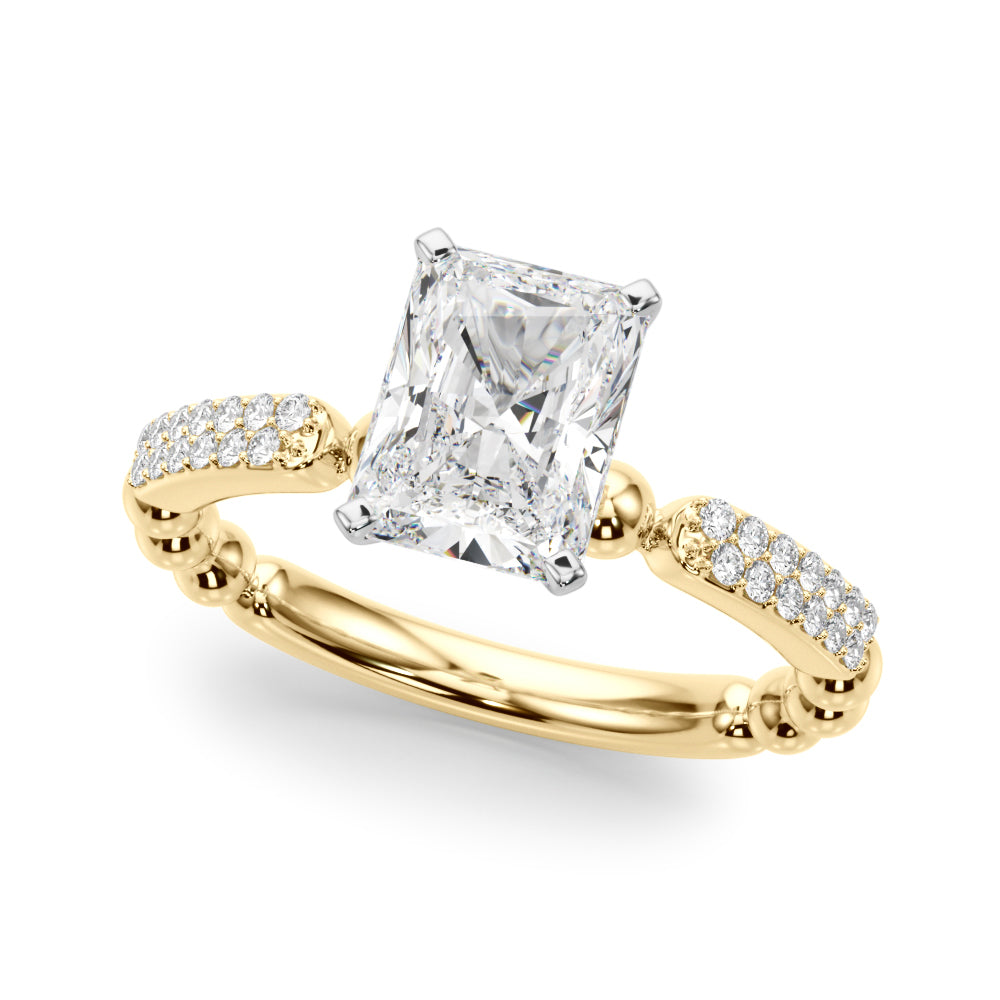 Radiant Sidestone Round Diamond Engagement Ring — 9K/18K Gold & Platinum