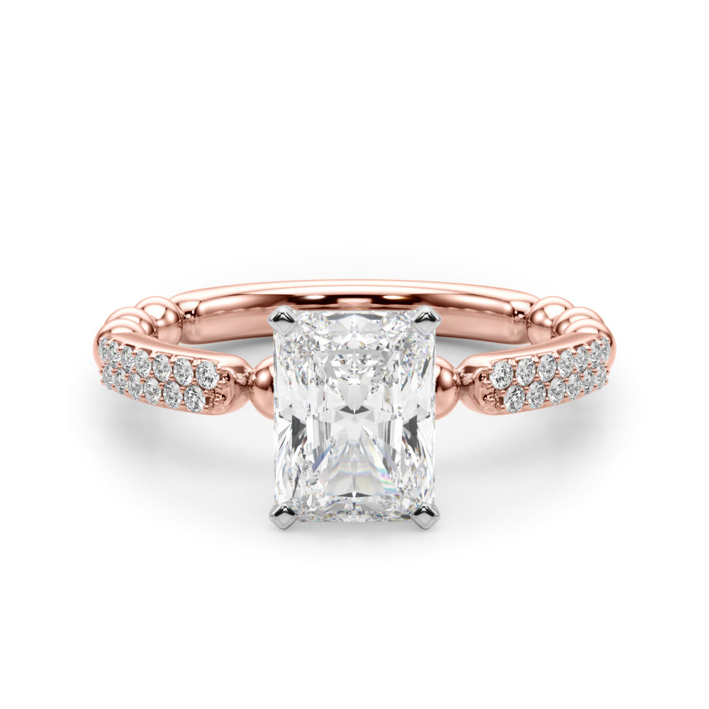 Radiant Sidestone Round Diamond Engagement Ring — 9K/18K Gold & Platinum