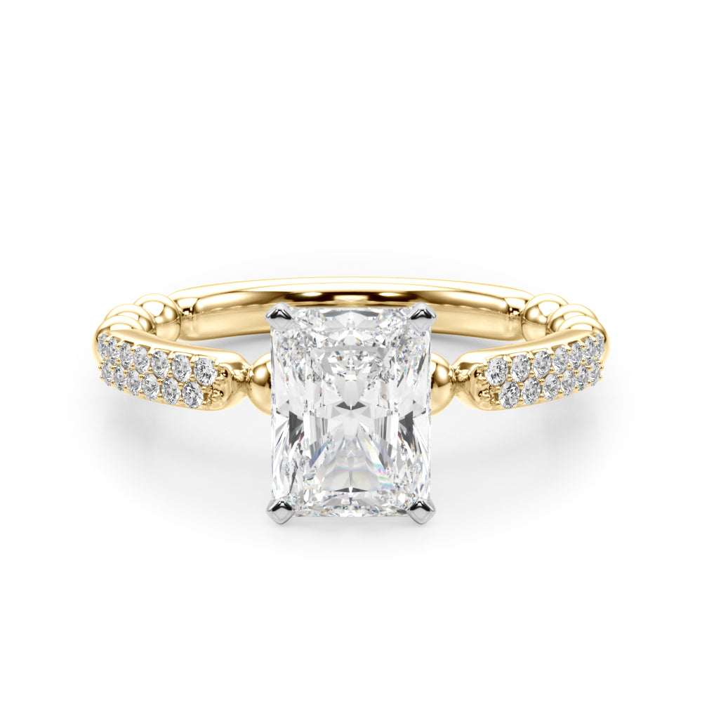 Radiant Sidestone Round Diamond Engagement Ring — 9K/18K Gold & Platinum