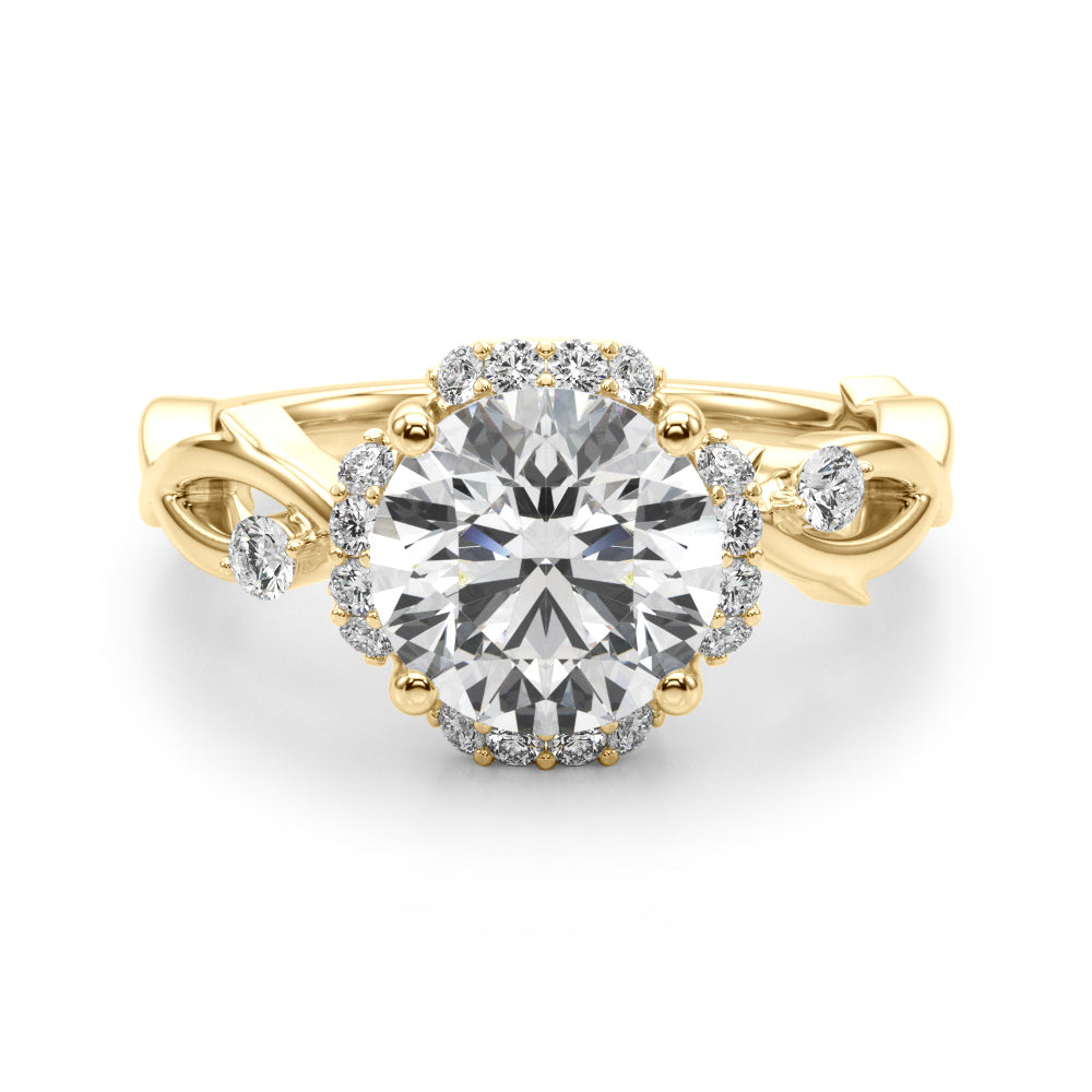 Majestic Twisted Shank Engagement Ring Round Diamond Engagement Ring — 9K/18K Gold & Platinum