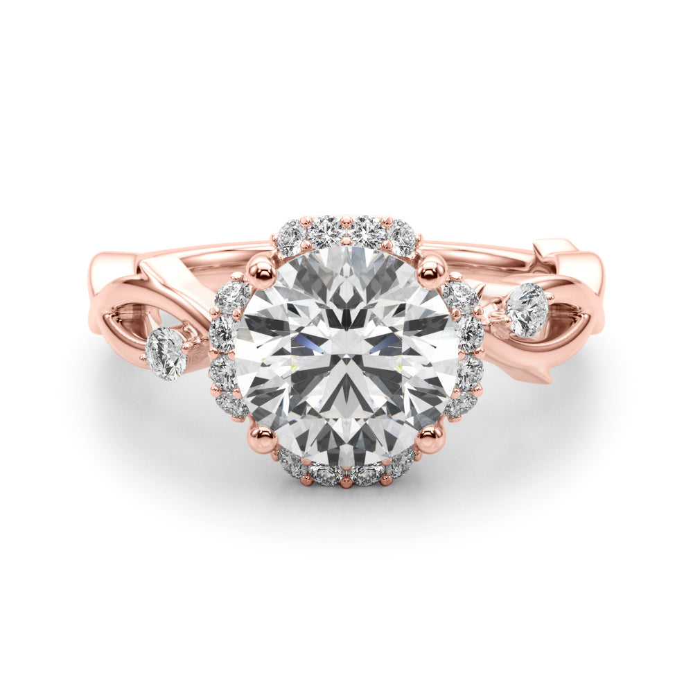 Majestic Twisted Shank Engagement Ring Round Diamond Engagement Ring — 9K/18K Gold & Platinum