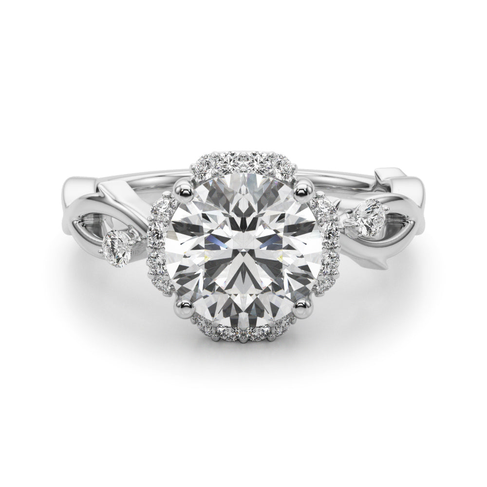 Majestic Twisted Shank Engagement Ring Round Diamond Engagement Ring — 9K/18K Gold & Platinum
