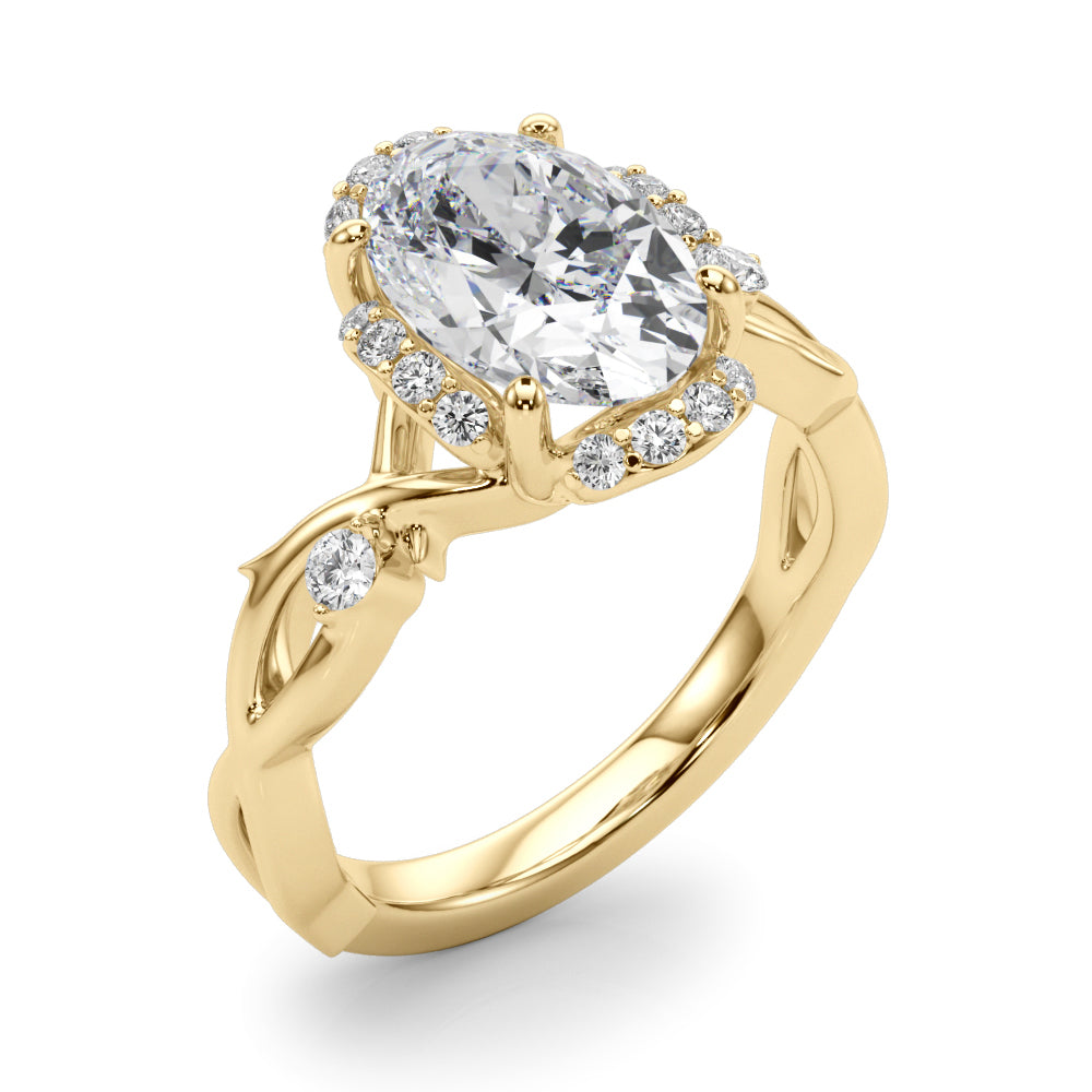 Majestic Twisted Shank Engagement Ring Round Diamond Engagement Ring — 9K/18K Gold & Platinum