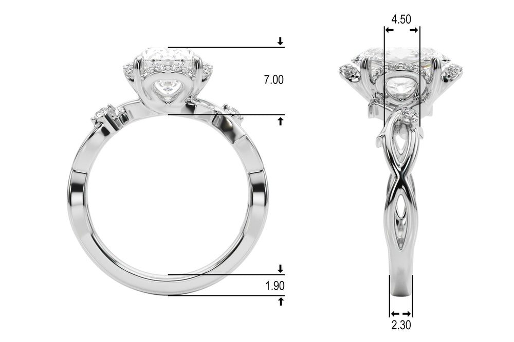Majestic Twisted Shank Engagement Ring Round Diamond Engagement Ring — 9K/18K Gold & Platinum